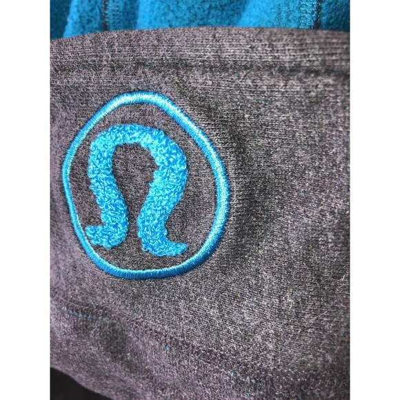 LULULEMON SCUBA HOODIE Black Turquoise Classic Full Zip Yoga Jacket Size 8 - Picture 13 of 14